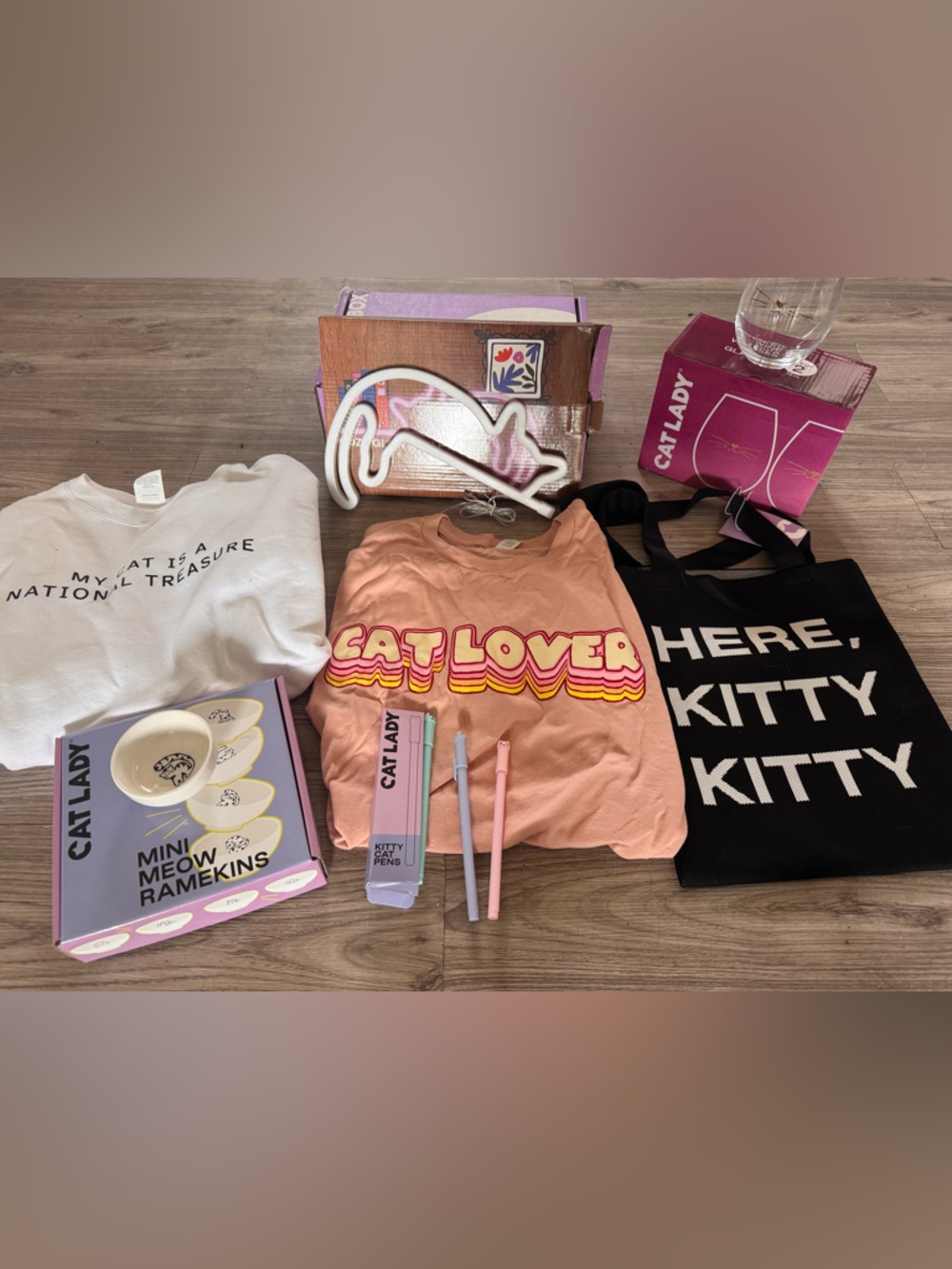 Bundle Cat Lady Box Tee + Cat Lady Accessories Bundle